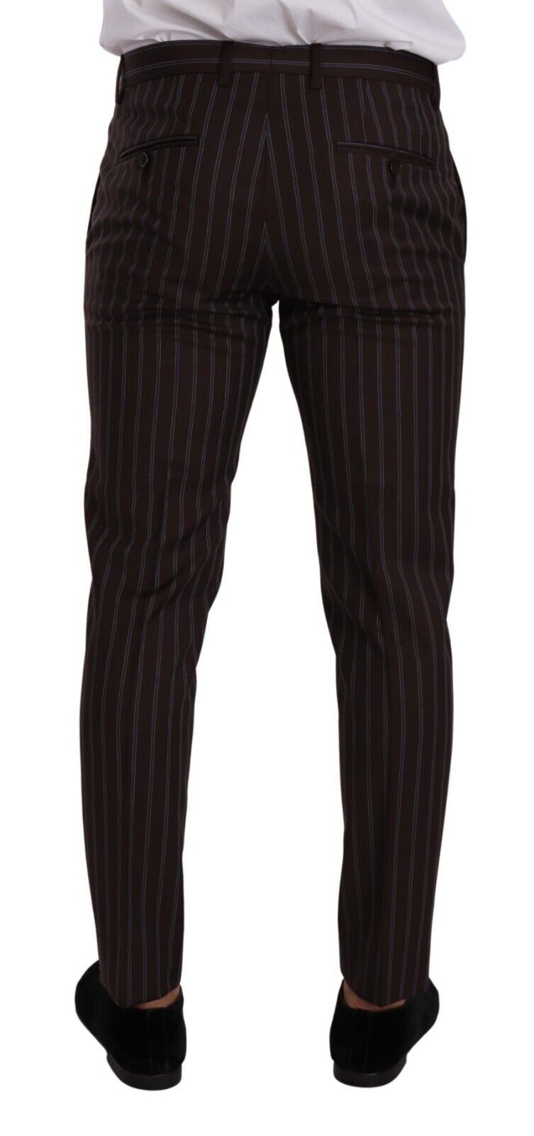 Dolce &amp; Gabbana – Eleganter, kastanienbrauner, gestreifter Slim-Fit-Anzug