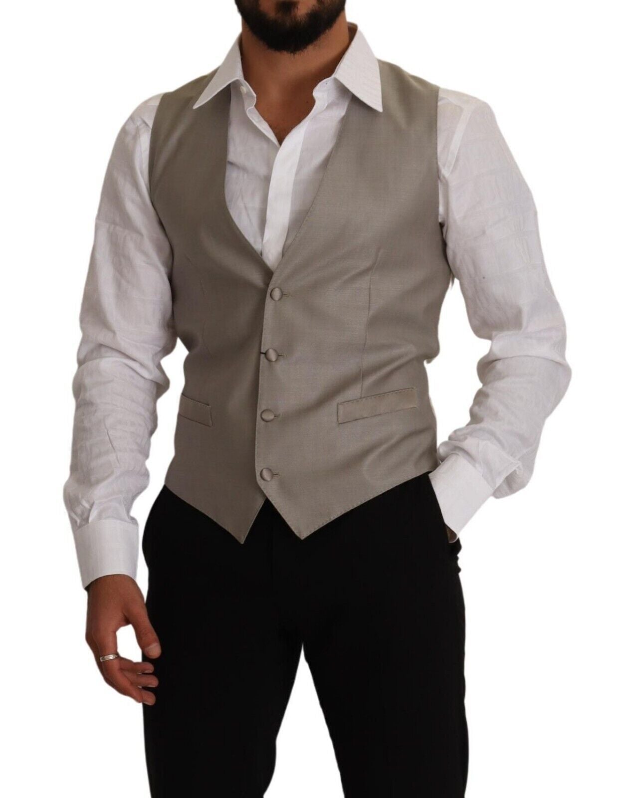 Dolce &amp; Gabbana - Élégant gilet à simple boutonnage beige