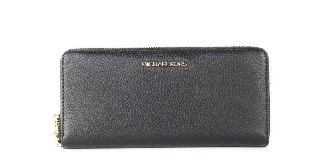 Portefeuille continental Michael Kors Jet Set Travel grand format en cuir galet noir