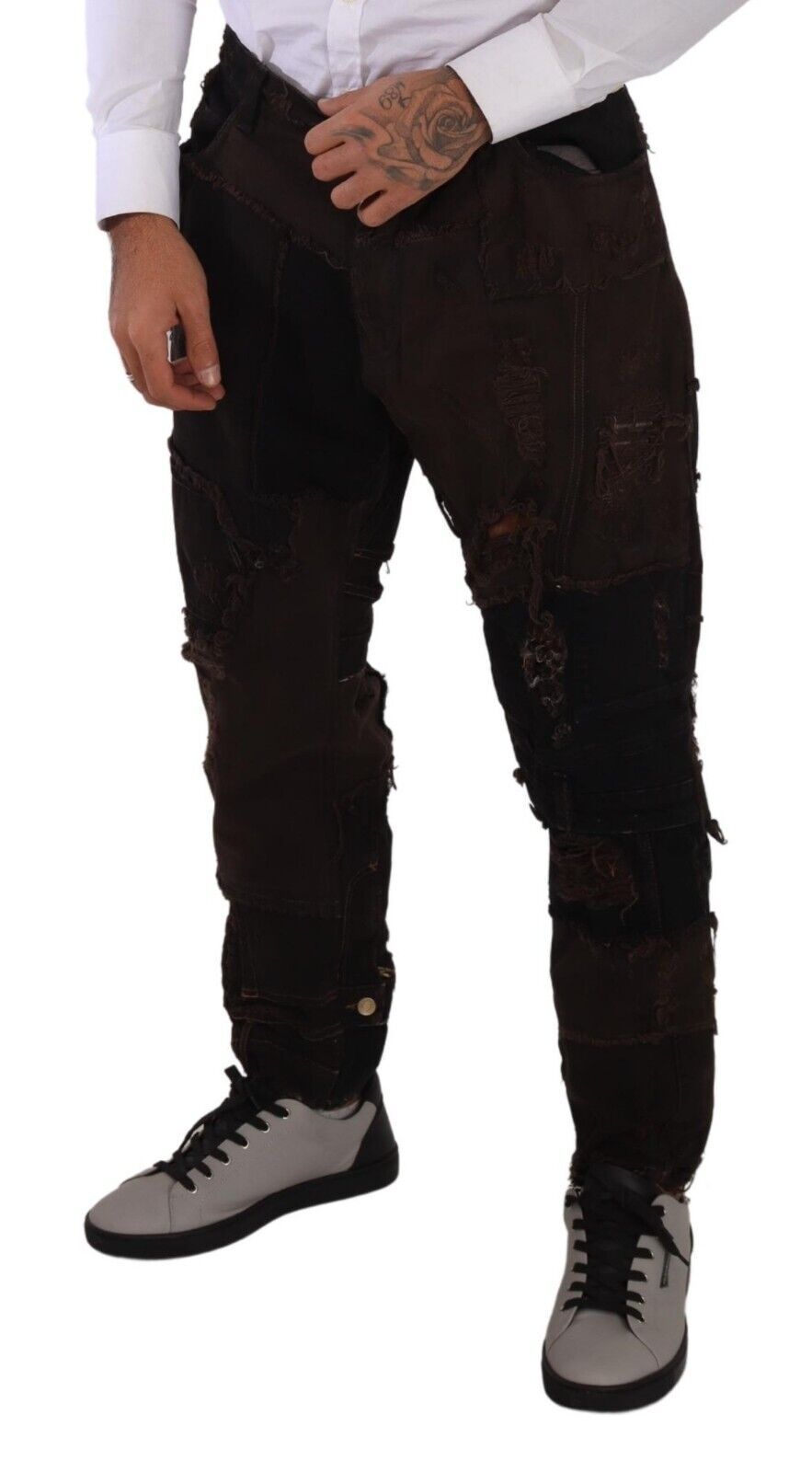 Jean patchwork élégant en denim vieilli Dolce &amp; Gabbana