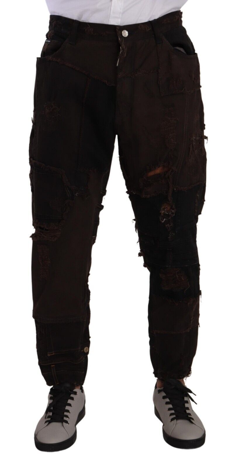 Jean patchwork élégant en denim vieilli Dolce &amp; Gabbana
