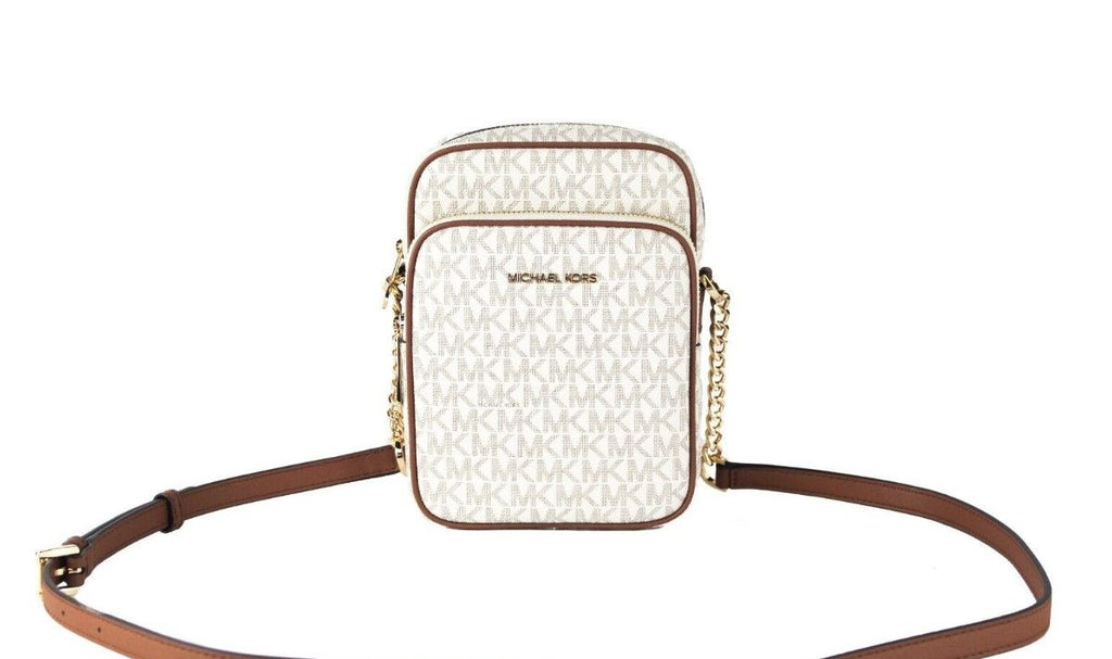 Sac à main Michael Kors Jet Set Medium Vanilla en PVC avec chaîne North South