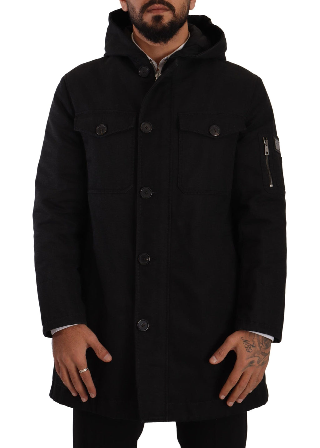 Dolce &amp; Gabbana Elegante schwarze Parka-Kapuzenjacke