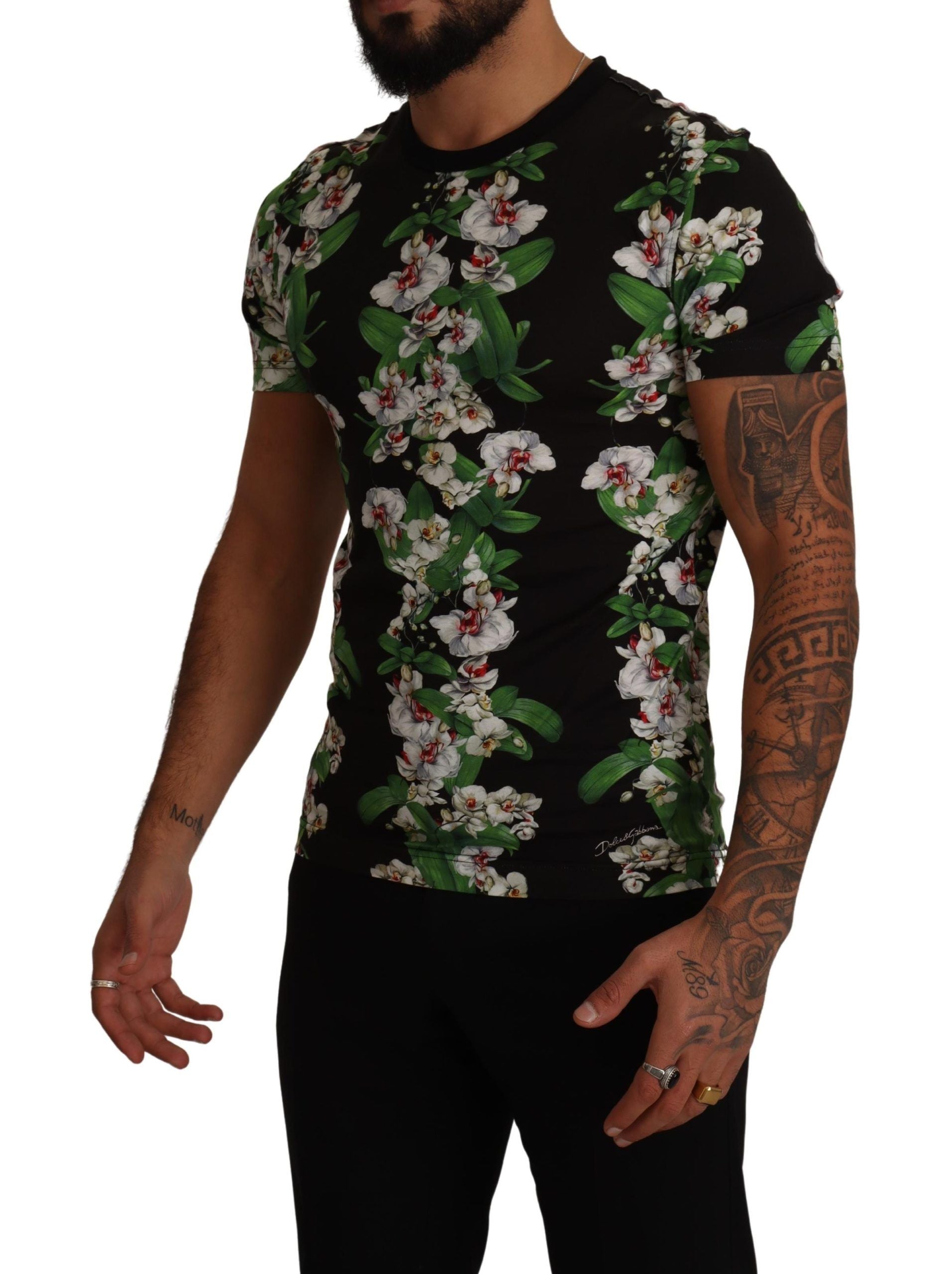 T-shirt ras du cou élégant à fleurs Dolce &amp; Gabbana pour homme