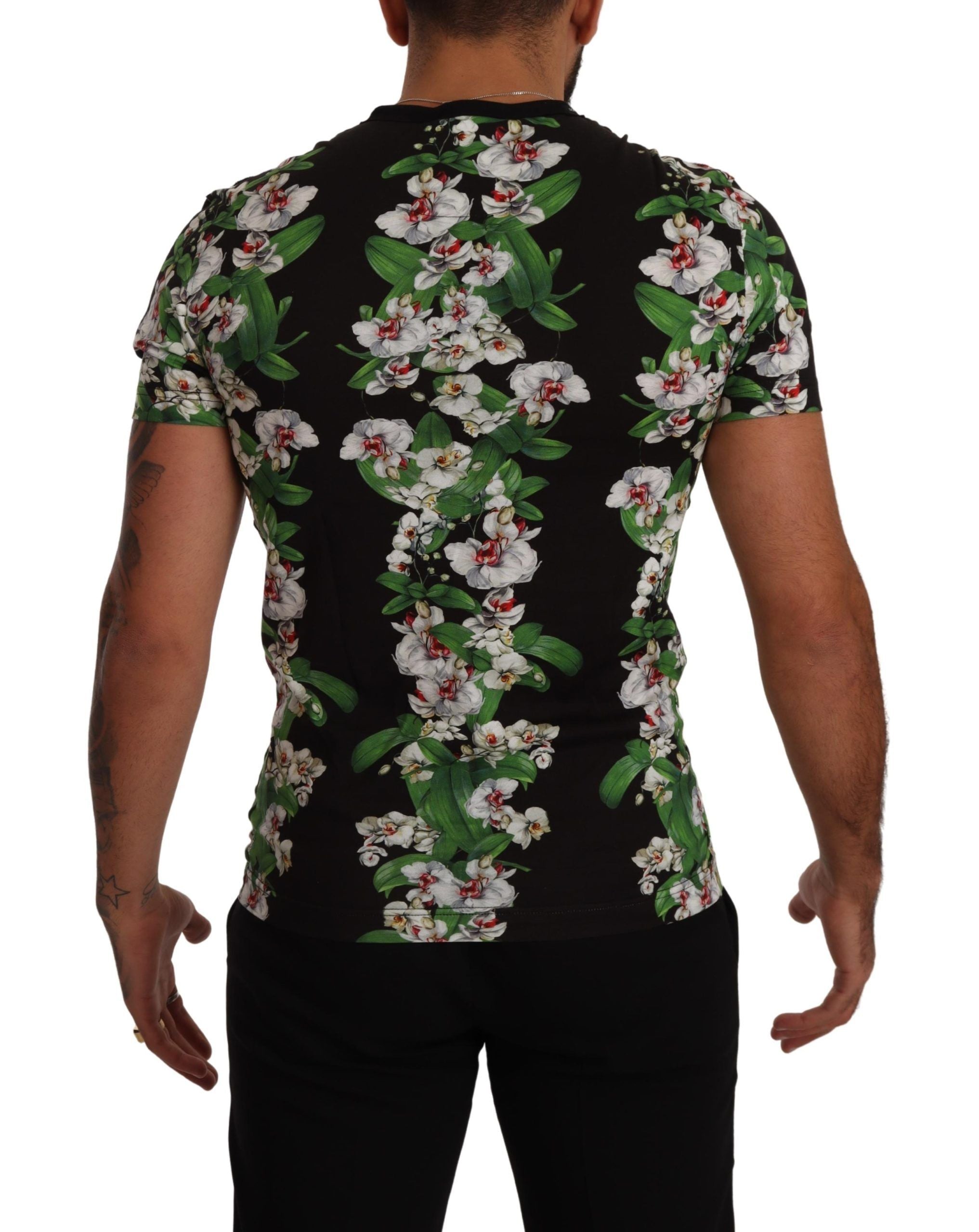 T-shirt ras du cou élégant à fleurs Dolce &amp; Gabbana pour homme