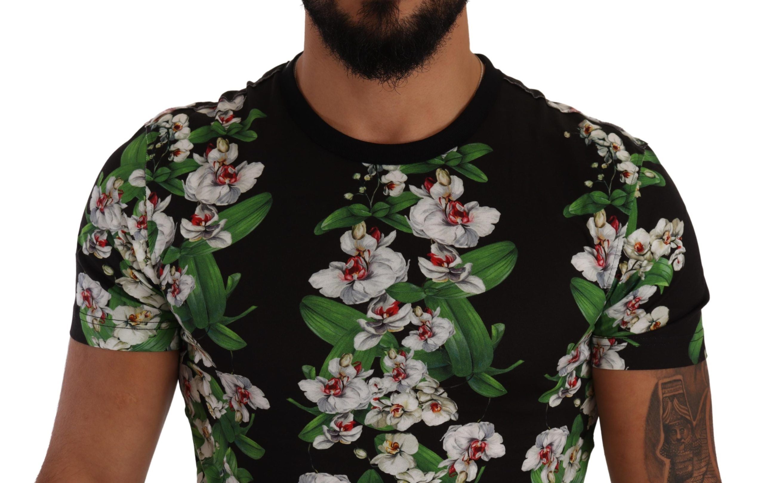 T-shirt ras du cou élégant à fleurs Dolce &amp; Gabbana pour homme