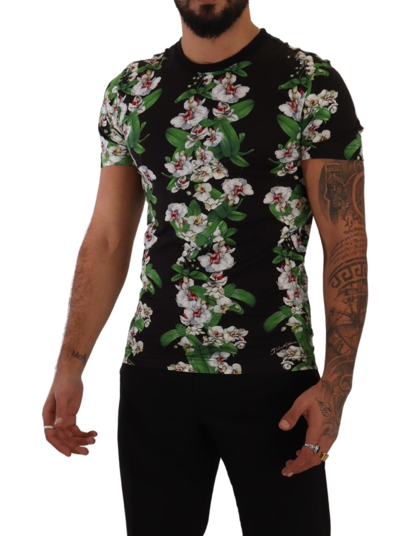T-shirt ras du cou élégant à fleurs Dolce &amp; Gabbana pour homme