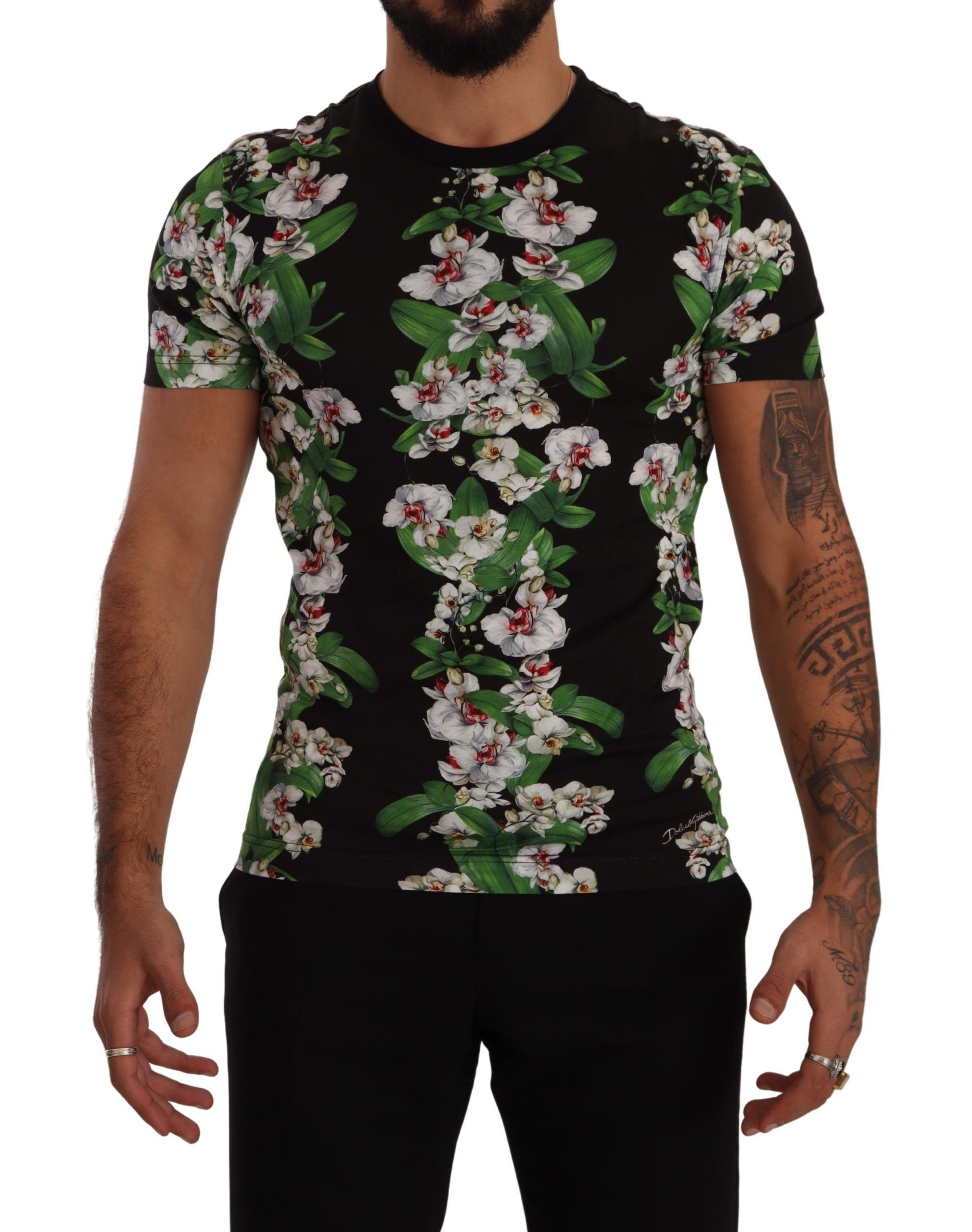 T-shirt ras du cou élégant à fleurs Dolce &amp; Gabbana pour homme