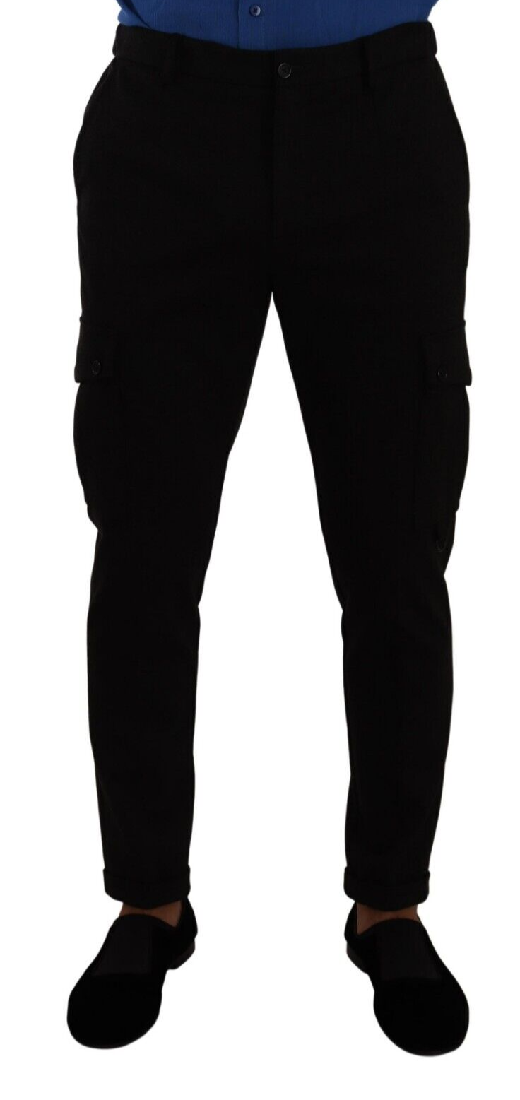 Dolce &amp; Gabbana Elegante schwarze Slim Fit Cargohose