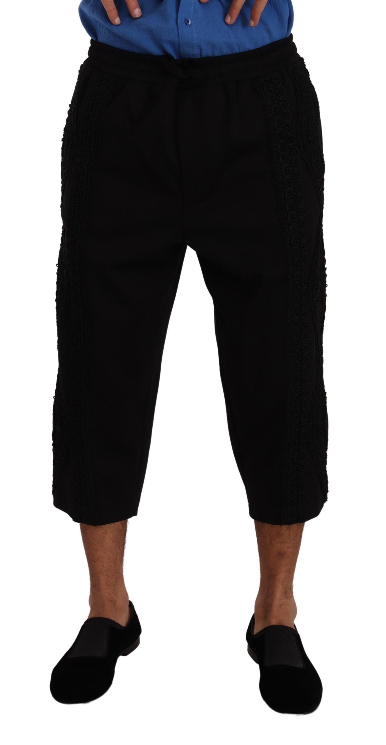 Dolce &amp; Gabbana – Elegante, schwarze Cropped-Hose aus Baumwollmischung