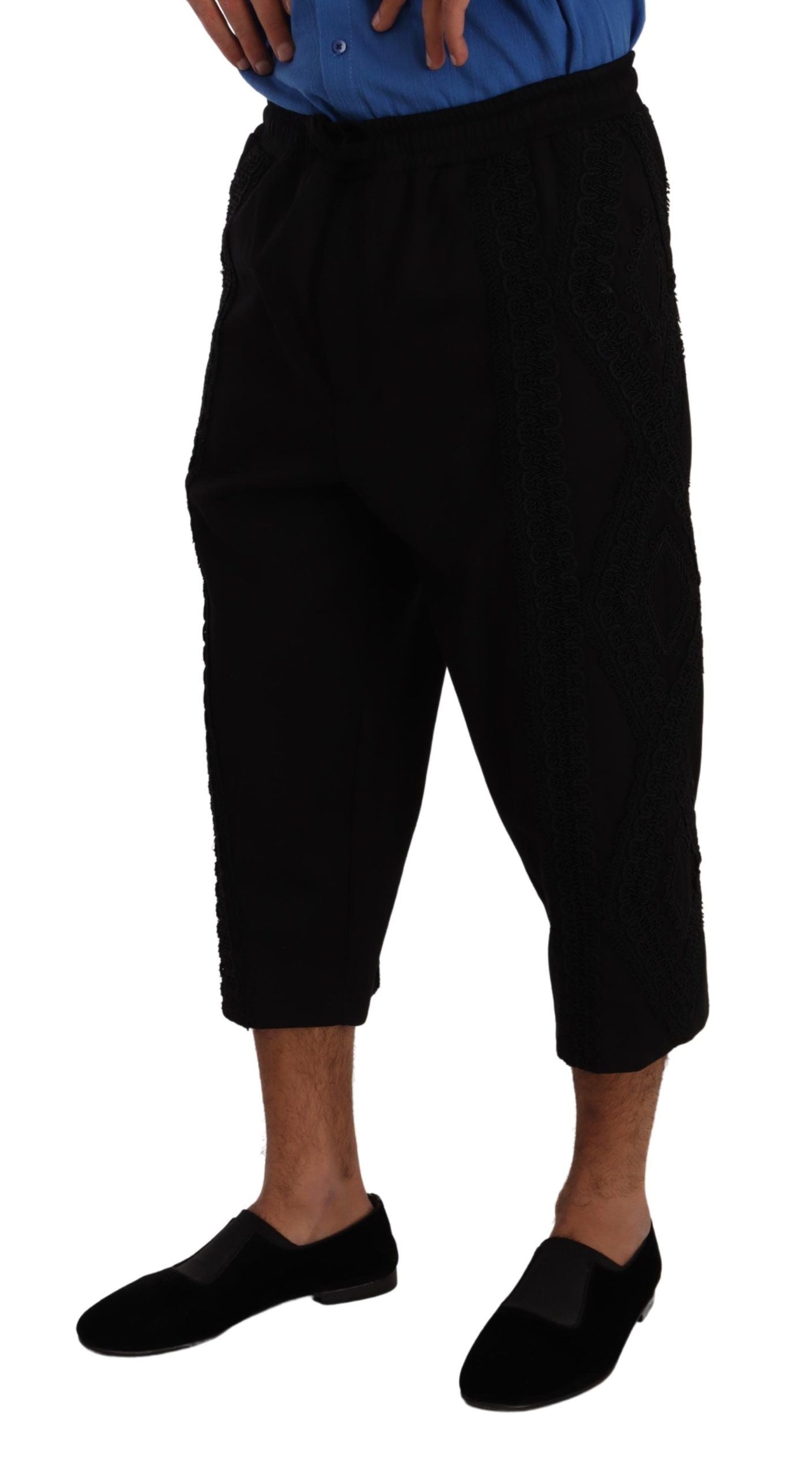 Dolce &amp; Gabbana – Elegante, schwarze Cropped-Hose aus Baumwollmischung