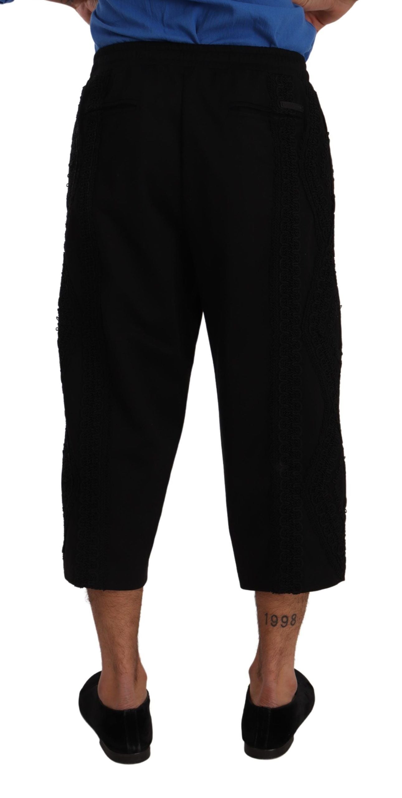 Dolce &amp; Gabbana – Elegante, schwarze Cropped-Hose aus Baumwollmischung