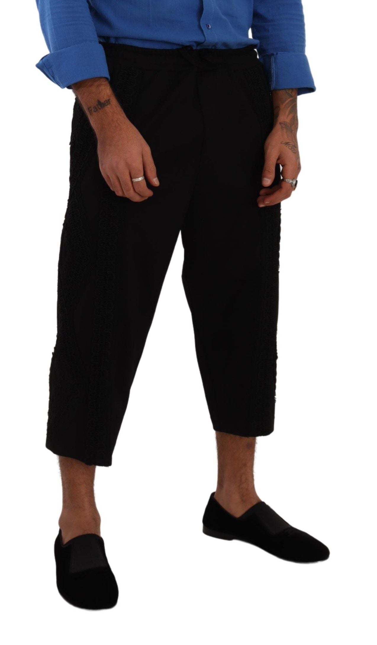 Dolce &amp; Gabbana – Elegante, schwarze Cropped-Hose aus Baumwollmischung