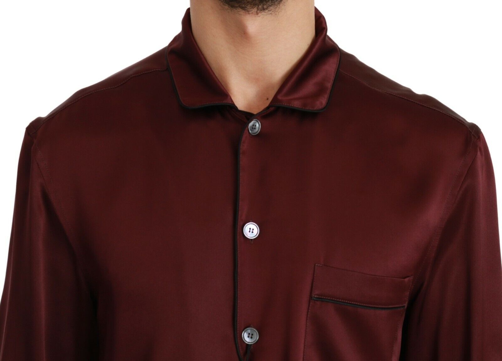 Dolce &amp; Gabbana Bordeaux Seidenpyjama-inspiriertes Hemd