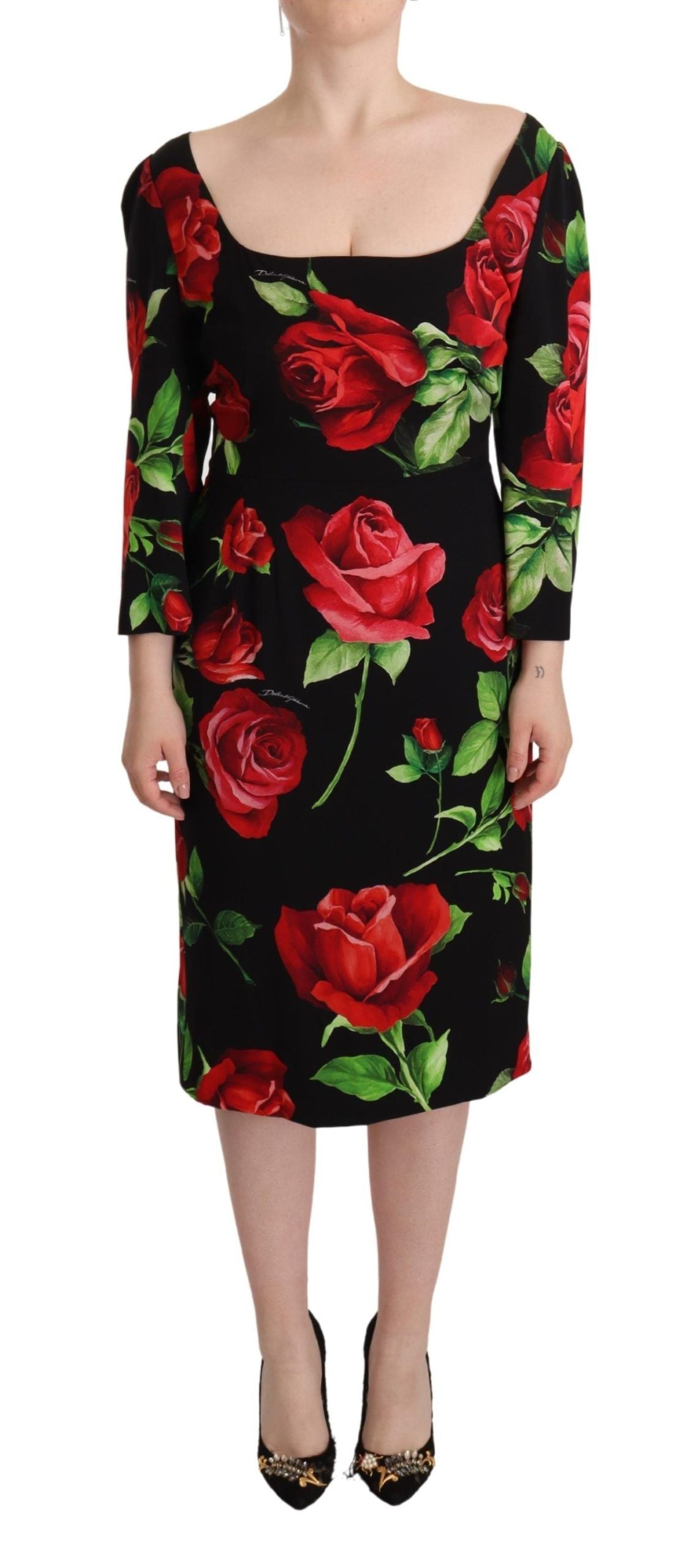 Robe fourreau élégante en soie à imprimé floral Dolce &amp; Gabbana