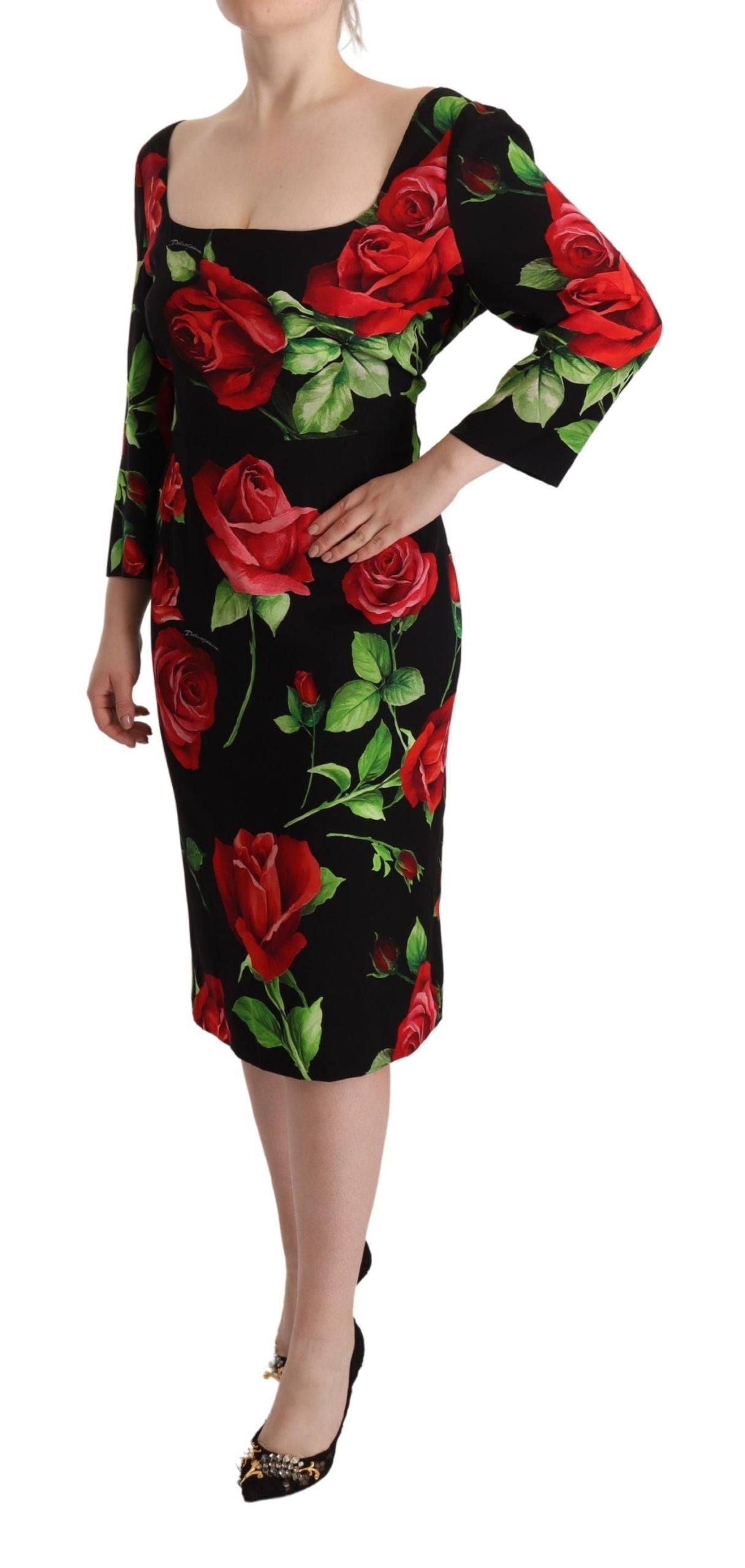 Robe fourreau élégante en soie à imprimé floral Dolce &amp; Gabbana
