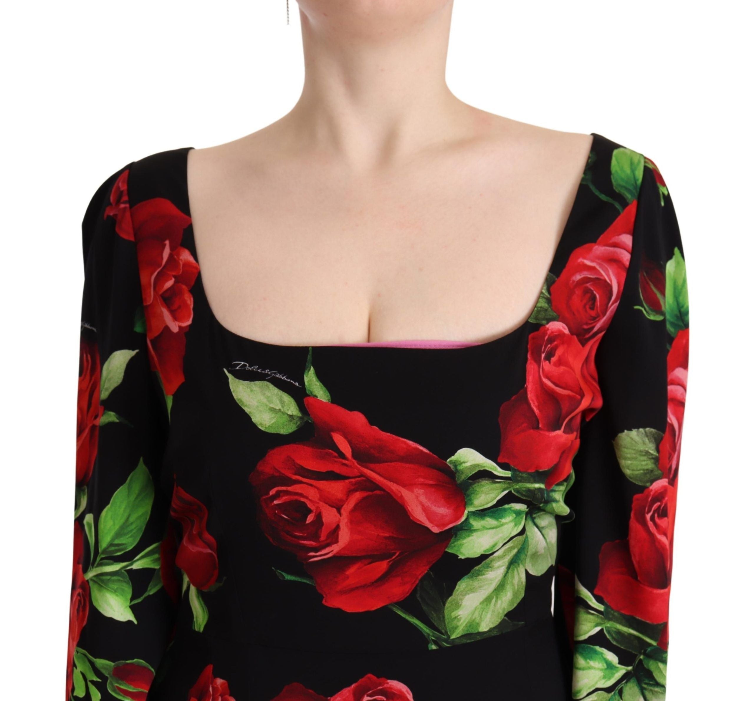 Robe fourreau élégante en soie à imprimé floral Dolce &amp; Gabbana