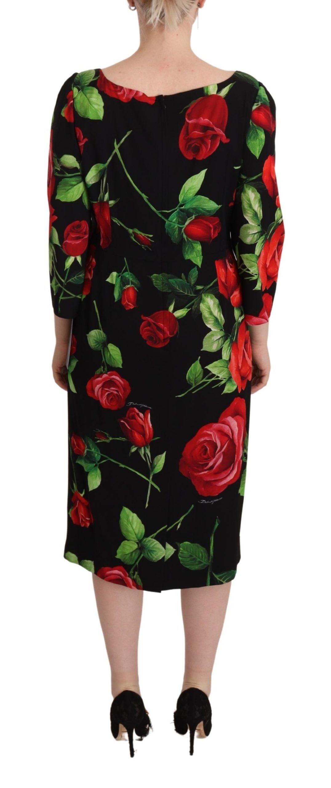 Robe fourreau élégante en soie à imprimé floral Dolce &amp; Gabbana