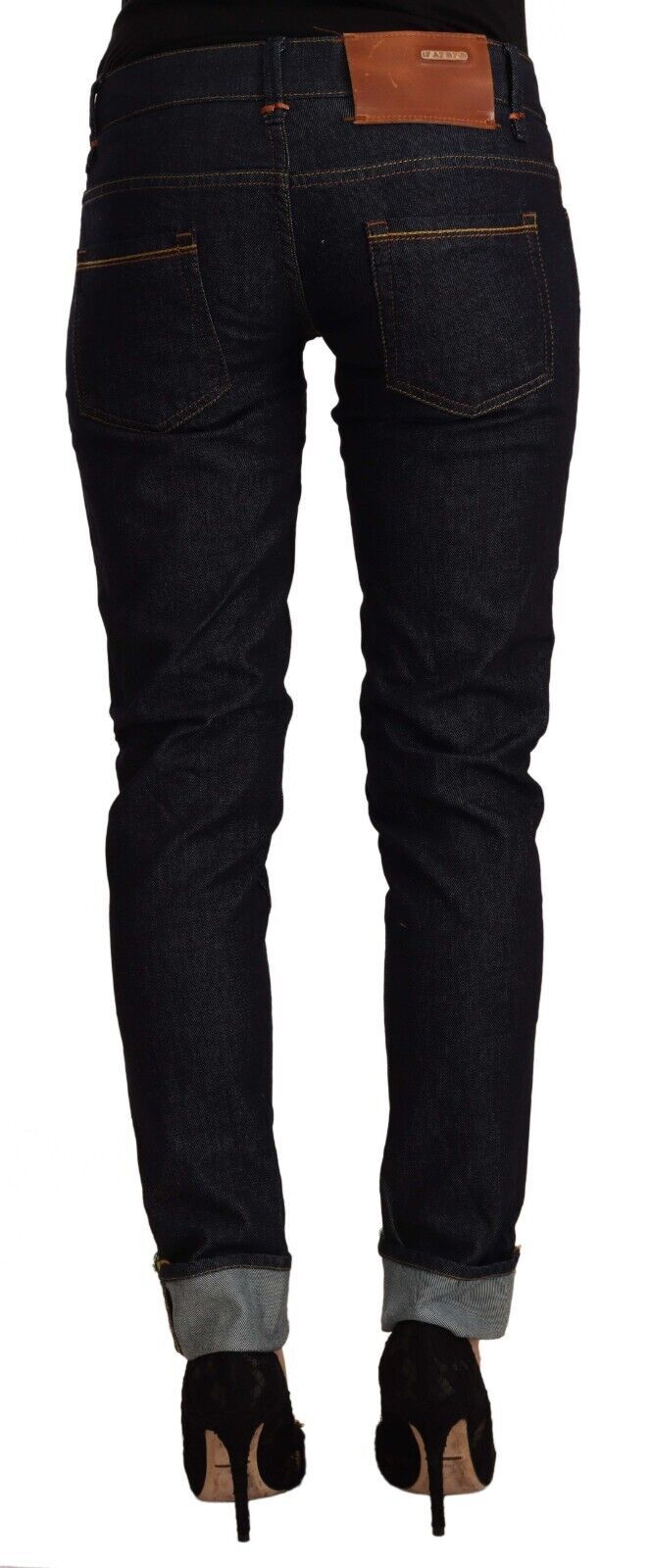 Acht Chic Skinny Jeans in Schwarz mit niedriger Taille