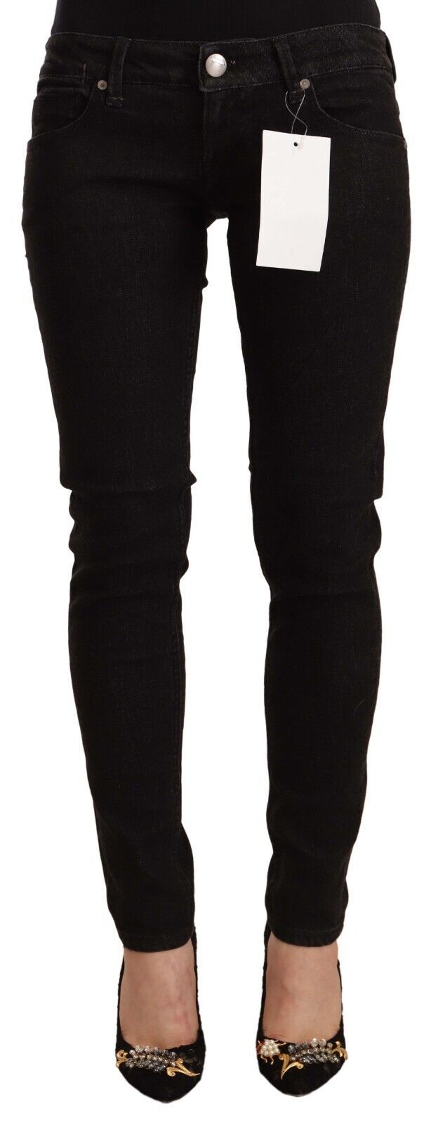 Acht Sleek Skinny Low Waist Schwarze Jeans