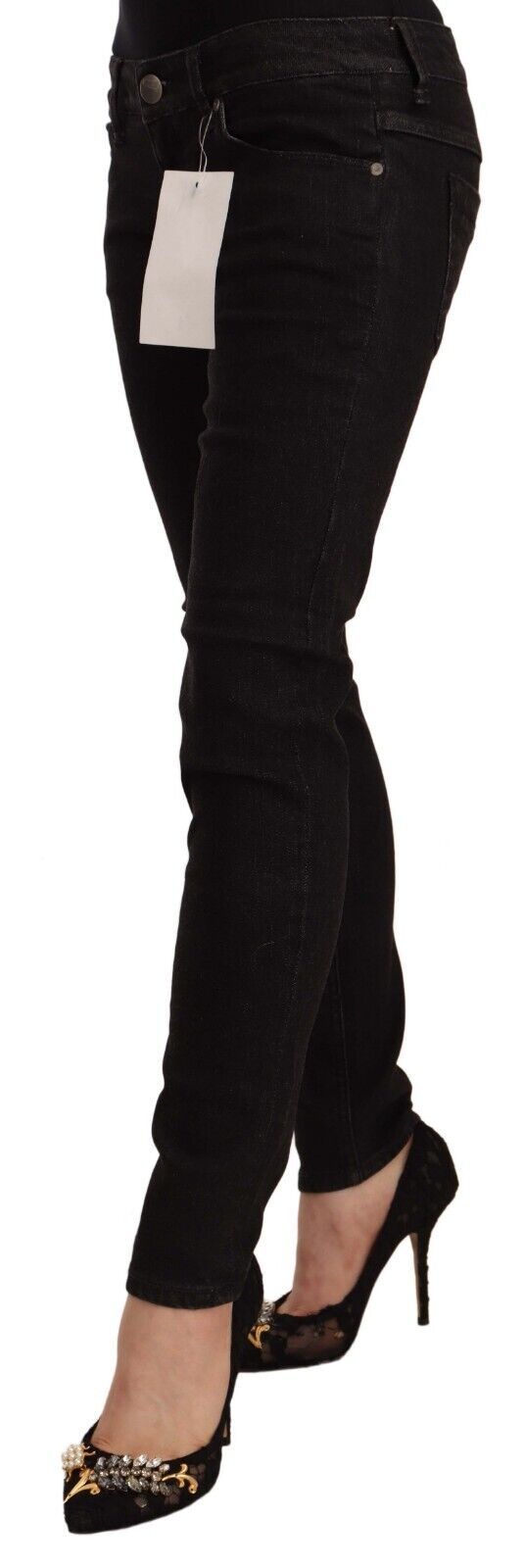 Acht Sleek Skinny Low Waist Schwarze Jeans