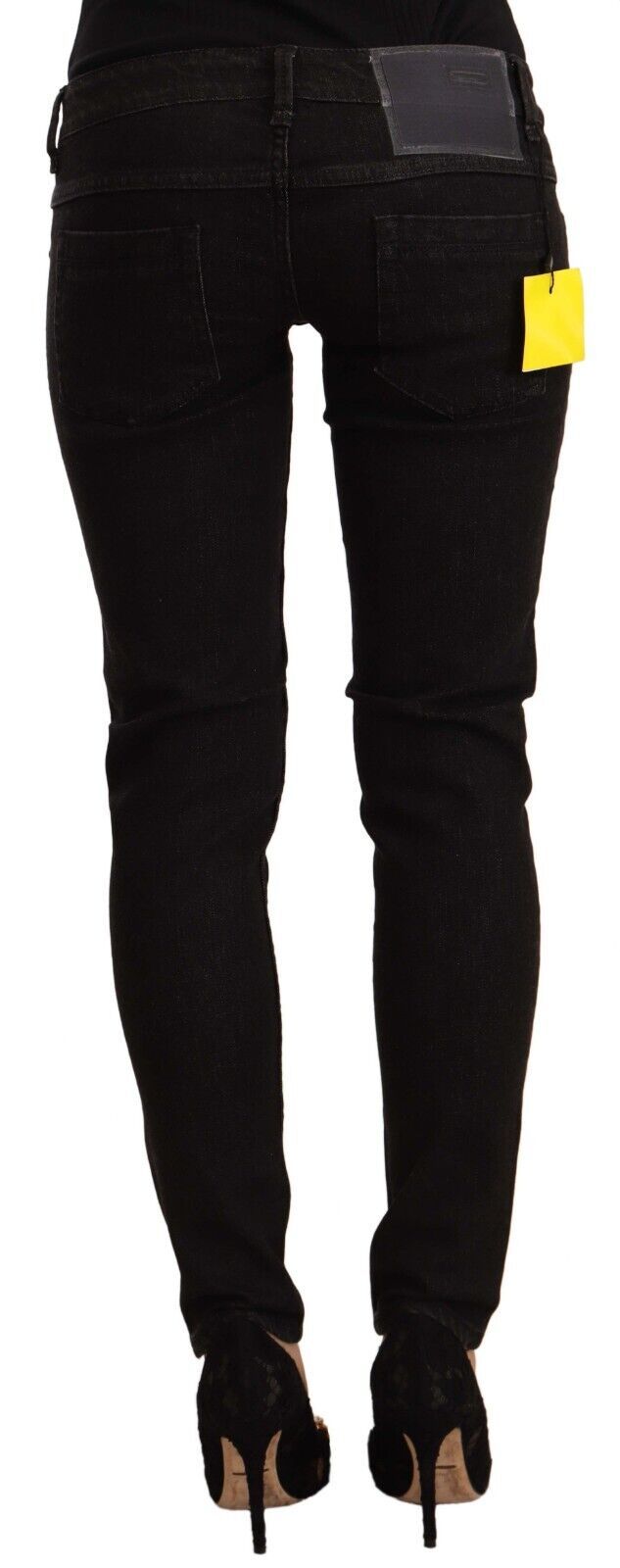 Acht Sleek Skinny Low Waist Schwarze Jeans