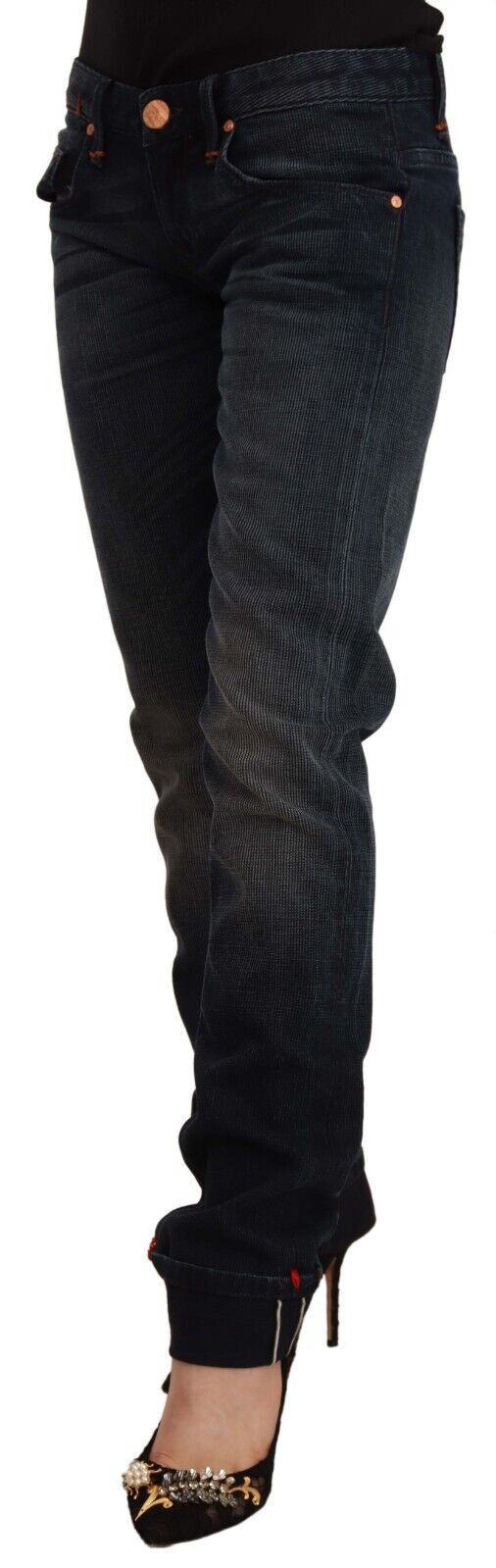 Acht Sleek – Schwarze Skinny Jeans mit verwaschenem Design