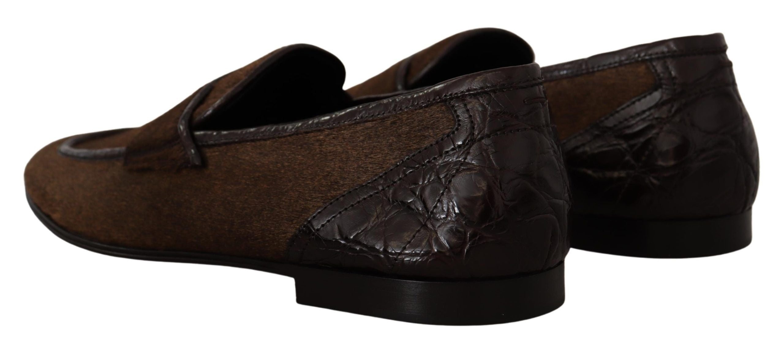 Mocassins élégants en cuir caïman marron Dolce &amp; Gabbana