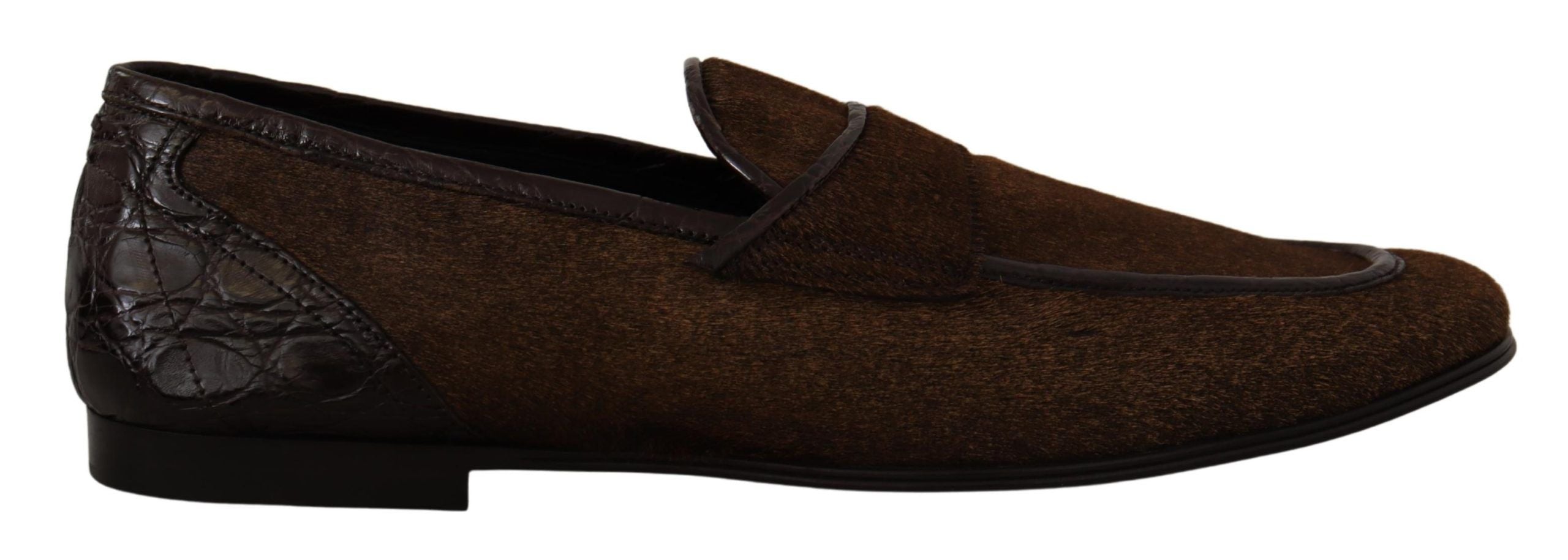 Mocassins élégants en cuir caïman marron Dolce &amp; Gabbana