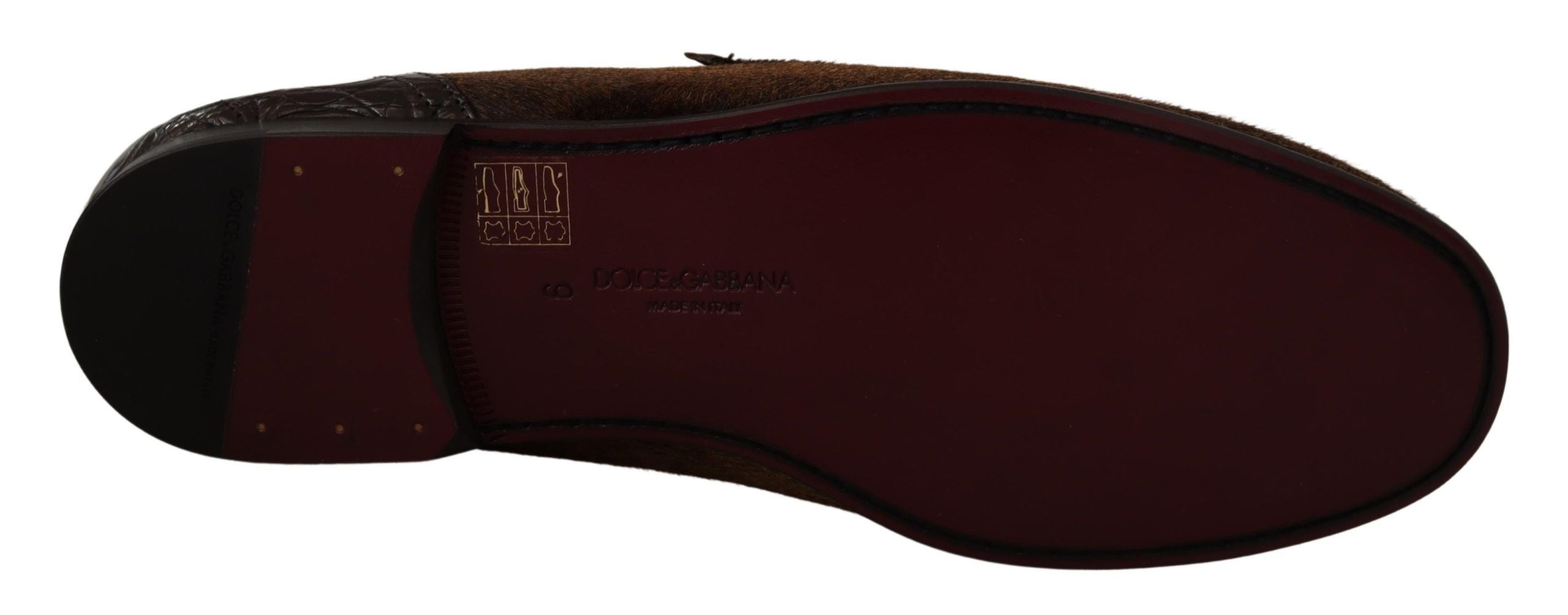 Mocassins élégants en cuir caïman marron Dolce &amp; Gabbana