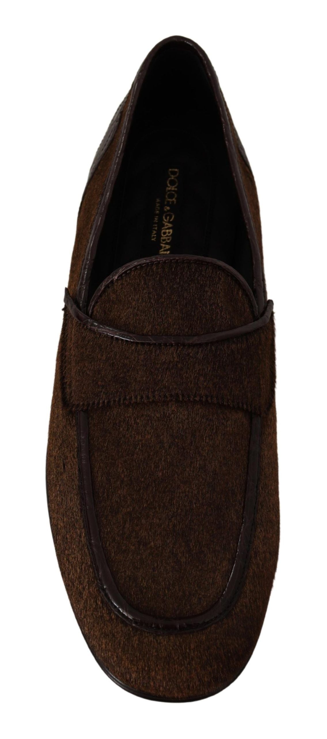 Mocassins élégants en cuir caïman marron Dolce &amp; Gabbana