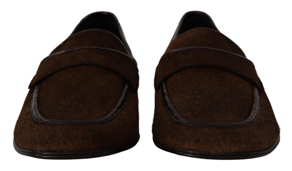 Mocassins élégants en cuir caïman marron Dolce &amp; Gabbana