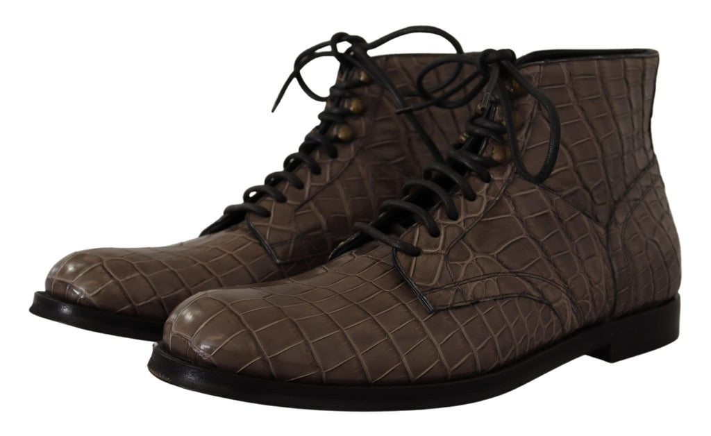 Dolce &amp; Gabbana Elegante Krokodil-Derby-Brogue-Stiefel