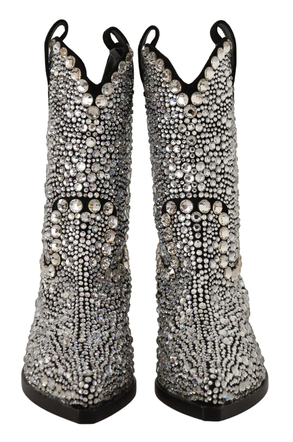Dolce &amp; Gabbana – Schwarze Wildlederstiefel mit Kristallverzierung