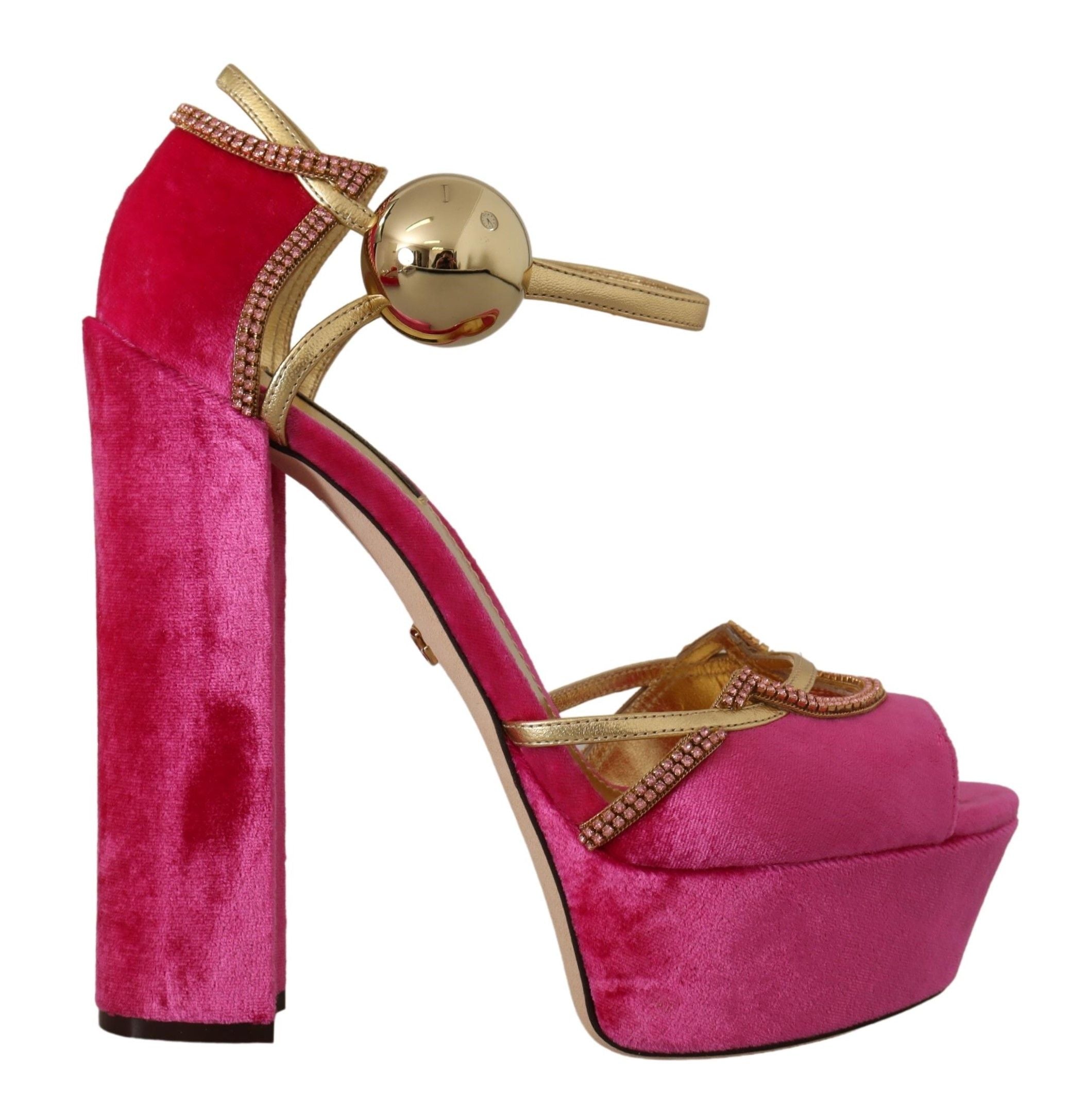 Sandales Dolce &amp; Gabbana en velours rose éthéré et cristaux