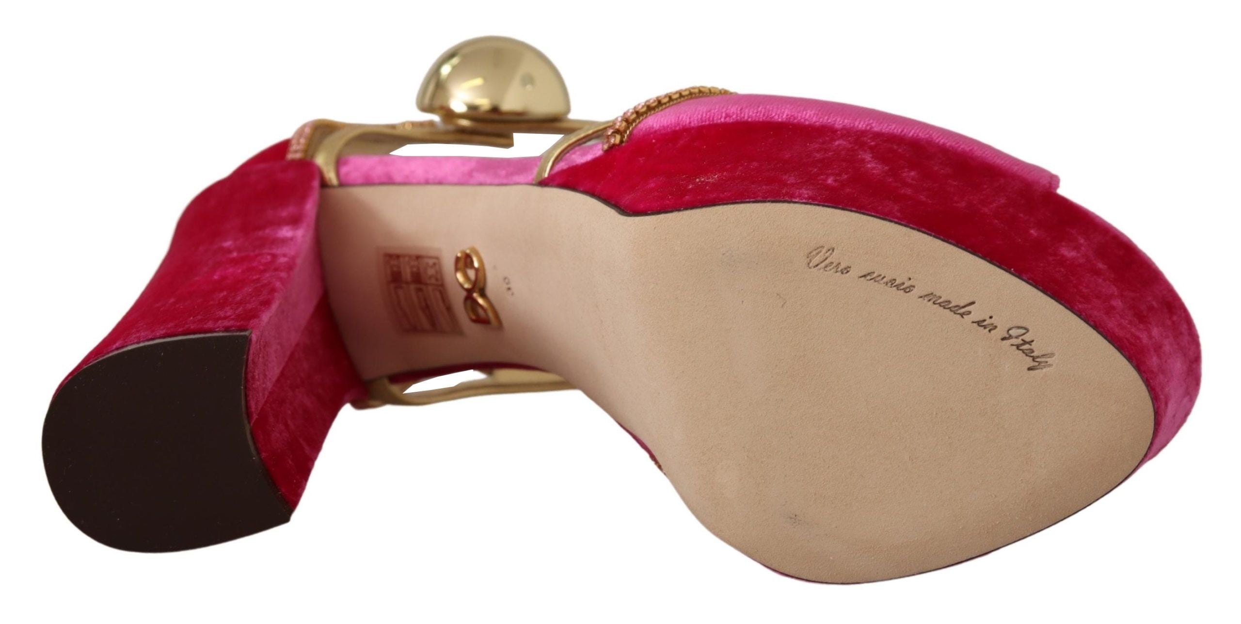 Sandales Dolce &amp; Gabbana en velours rose éthéré et cristaux