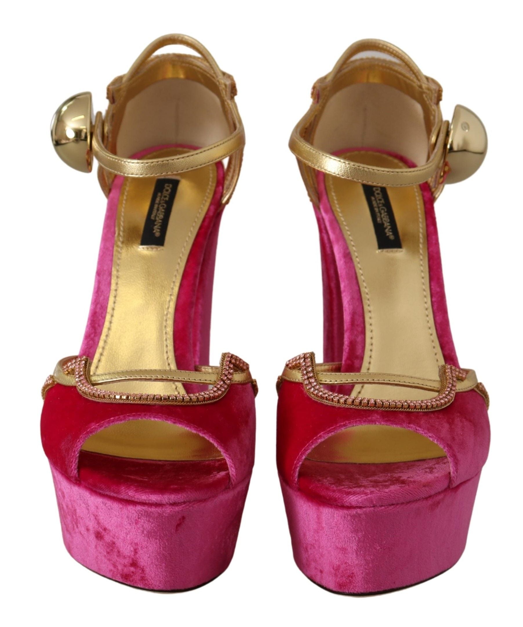 Sandales Dolce &amp; Gabbana en velours rose éthéré et cristaux