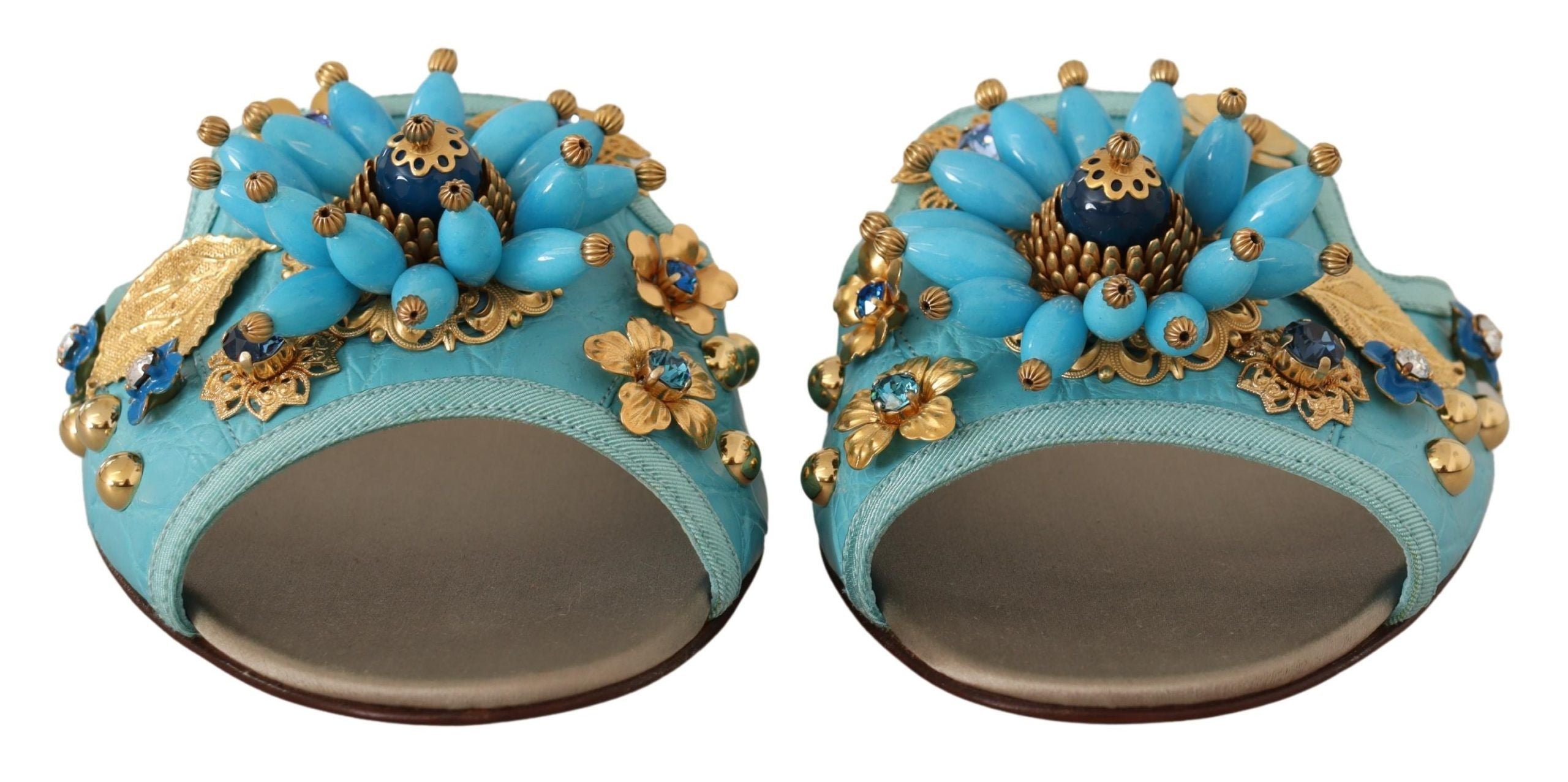 Dolce &amp; Gabbana – Exquisite Sandalen aus exotischem Leder mit Kristallverzierung
