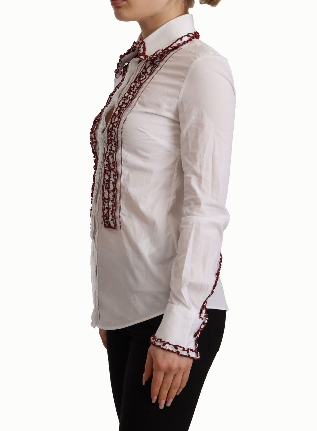 Dolce &amp; Gabbana Elegantes langärmliges Poloshirt aus weißer Baumwolle