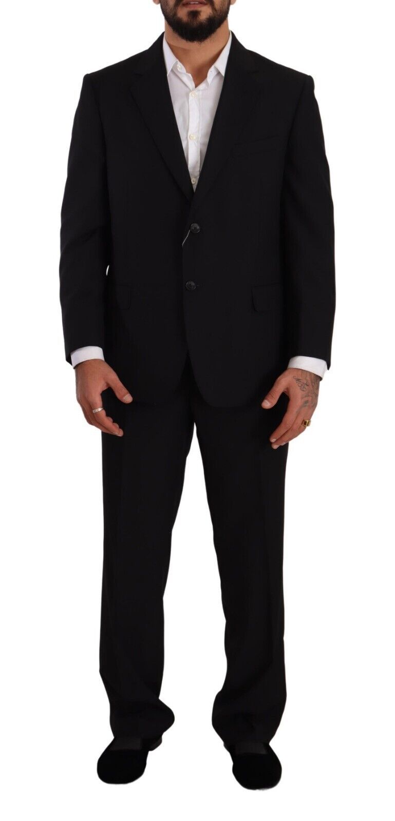 Domenico Tagliente Black Polyester Single Breasted Formal Suit