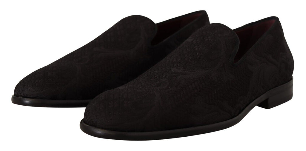 Chaussons Dolce &amp; Gabbana en brocart fleuri noir