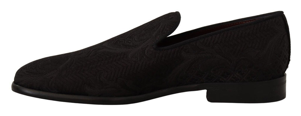 Chaussons Dolce &amp; Gabbana en brocart fleuri noir