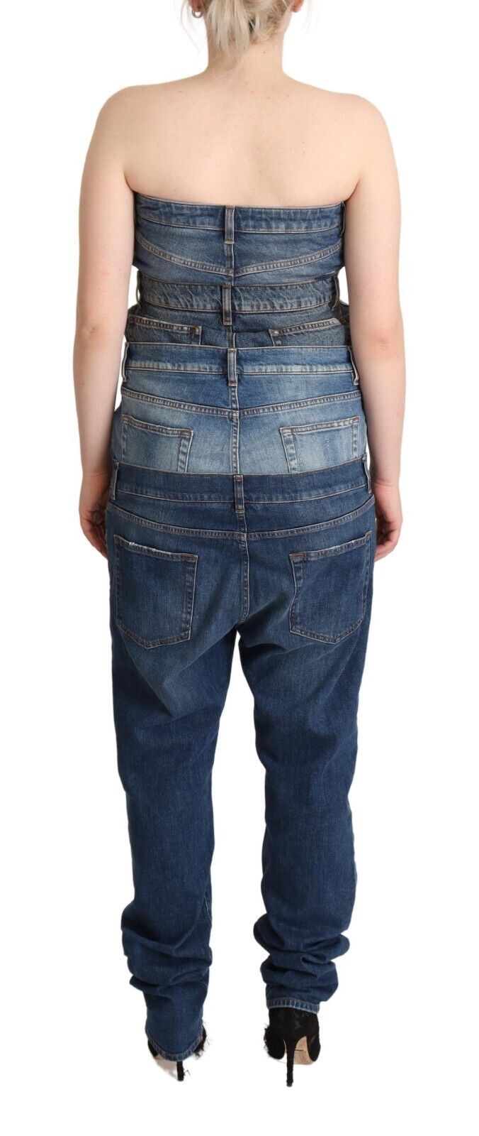 Dolce &amp; Gabbana Elegantes dunkelblaues Jeans-Jumpsuit-Kleid