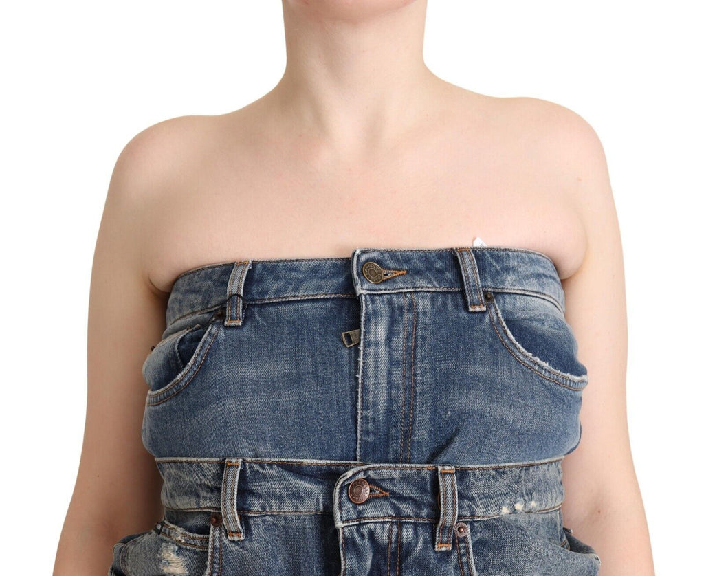 Dolce &amp; Gabbana Elegantes dunkelblaues Jeans-Jumpsuit-Kleid