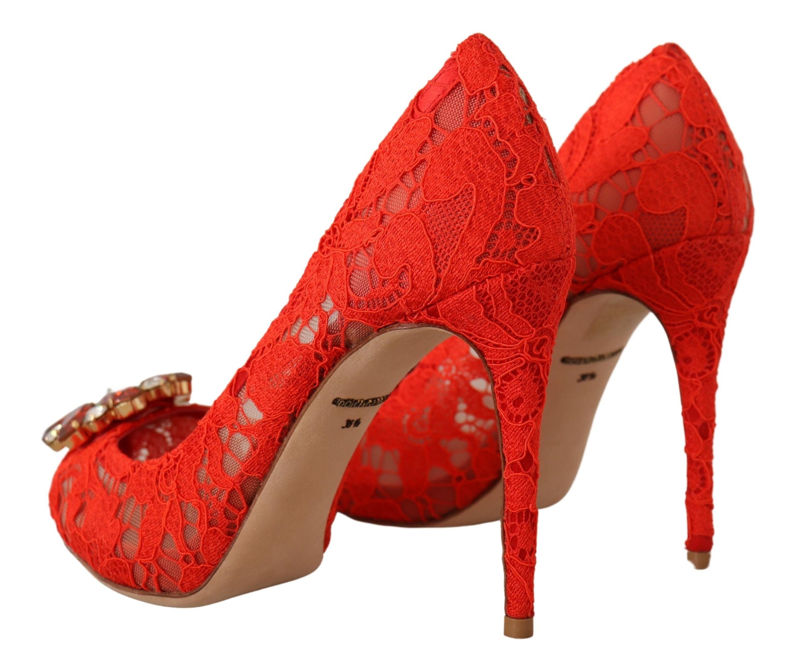 Dolce &amp; Gabbana – Taormina-Pumps mit Spitzenabsatz und Kristallen in Rot