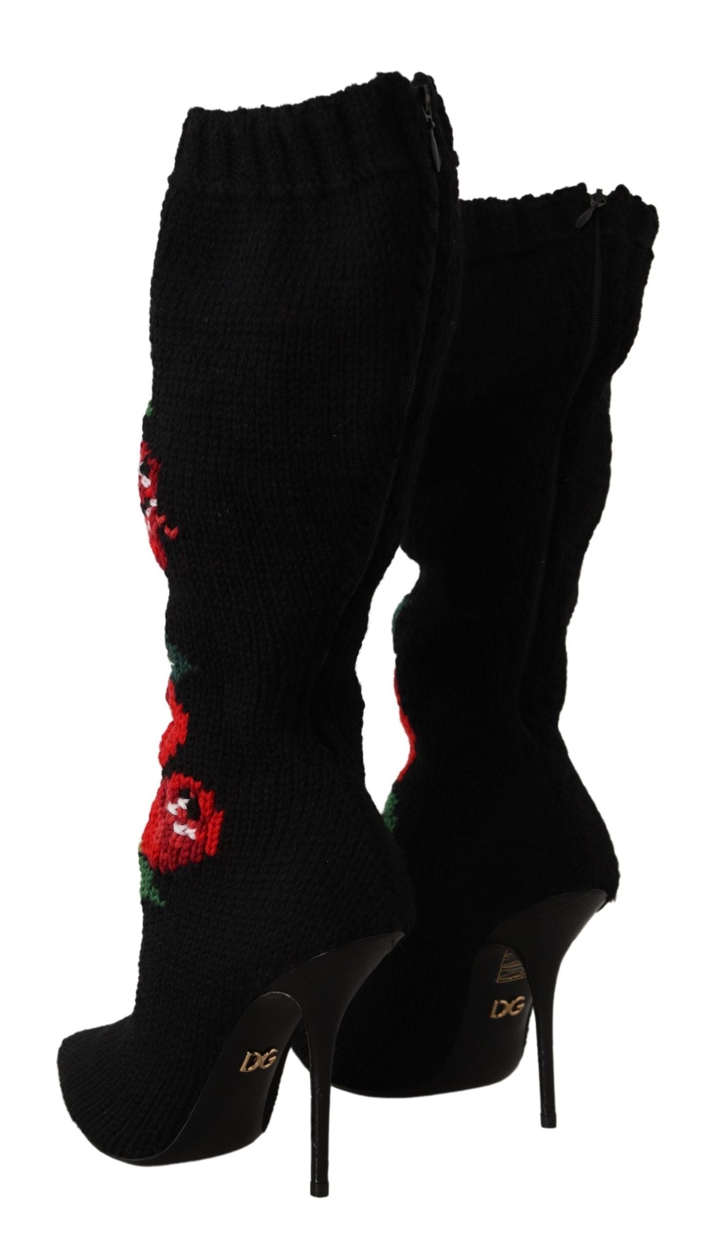Dolce &amp; Gabbana Elegante Sockenstiefel mit roten Rosen