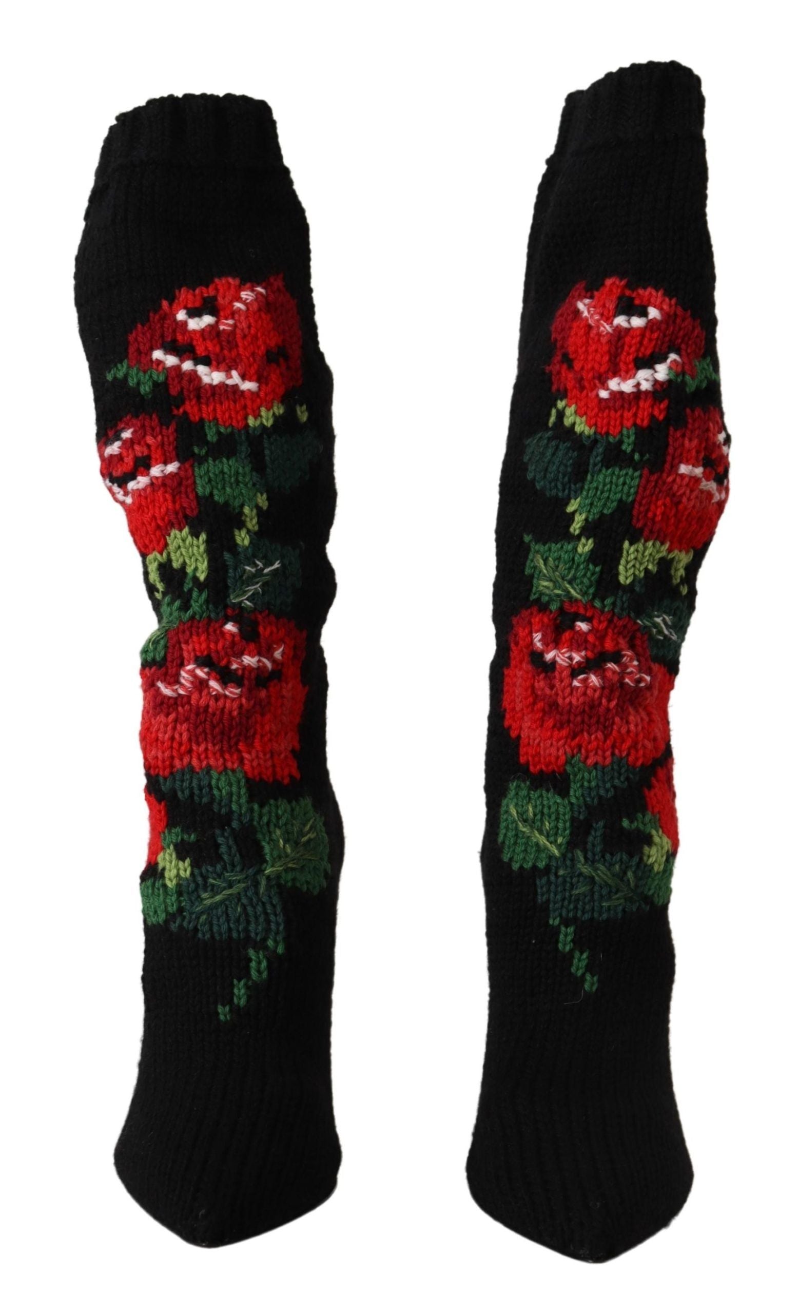 Dolce &amp; Gabbana Elegante Sockenstiefel mit roten Rosen