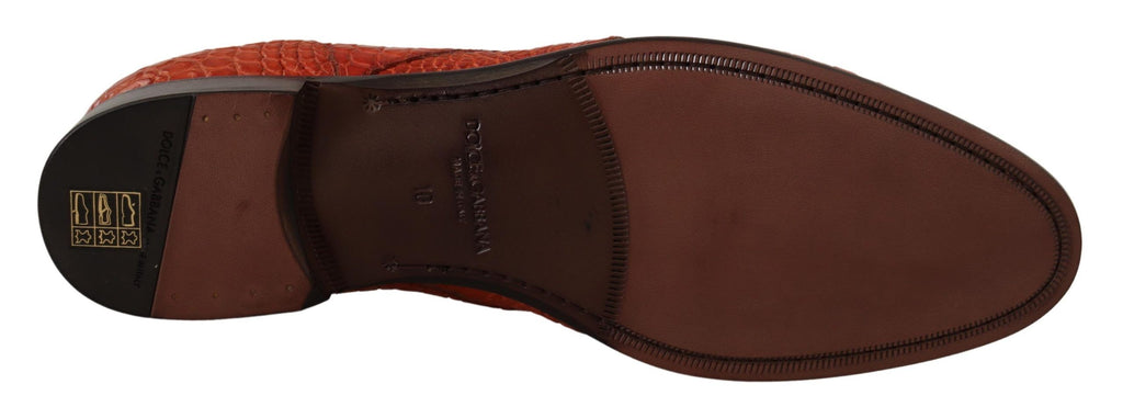 Dolce &amp; Gabbana – Exotische, orangefarbene Schnürschuhe aus Krokodilleder