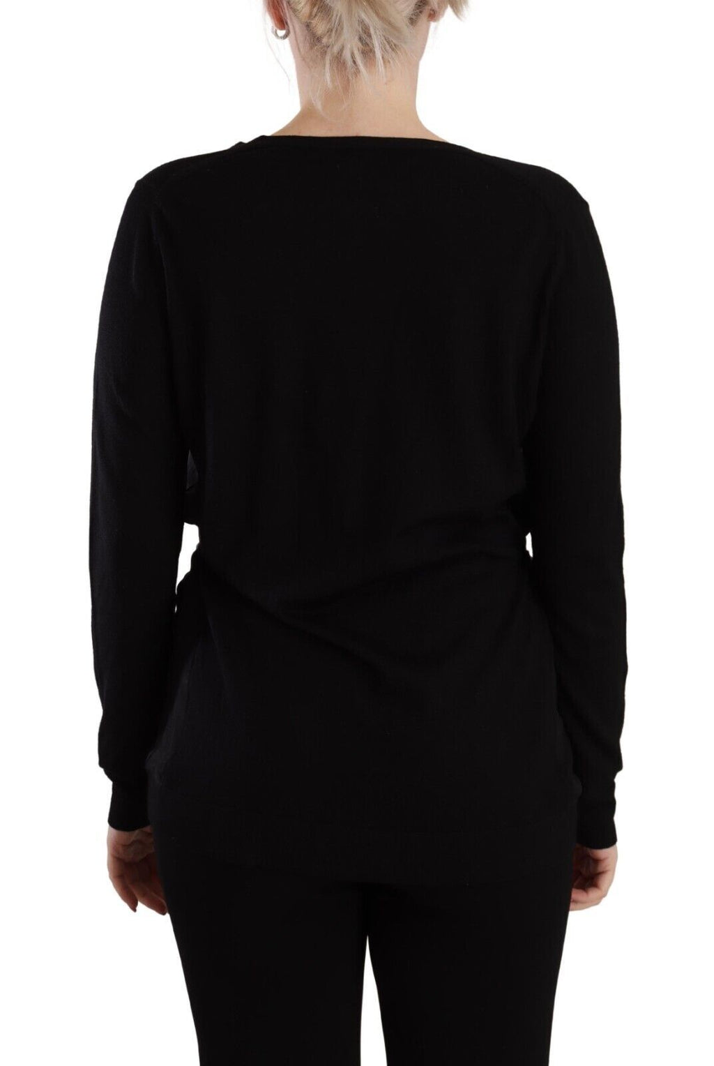 Dolce &amp; Gabbana Eleganter schwarzer Wollpullover mit V-Ausschnitt