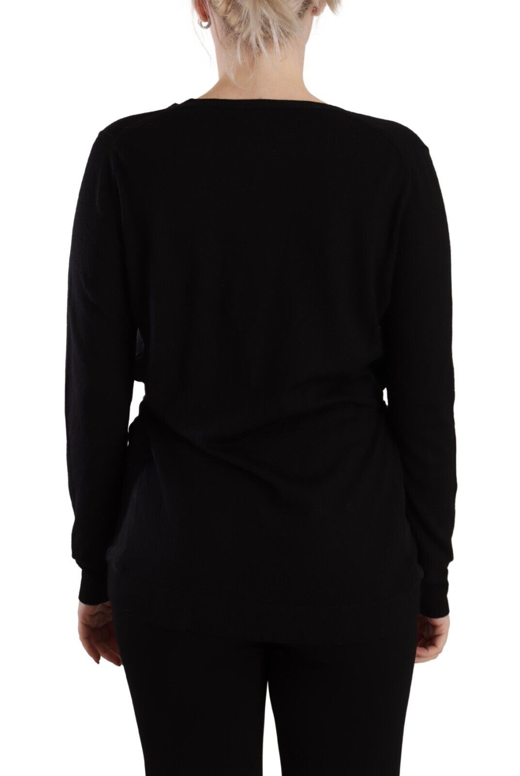 Dolce &amp; Gabbana Eleganter schwarzer Wollpullover mit V-Ausschnitt